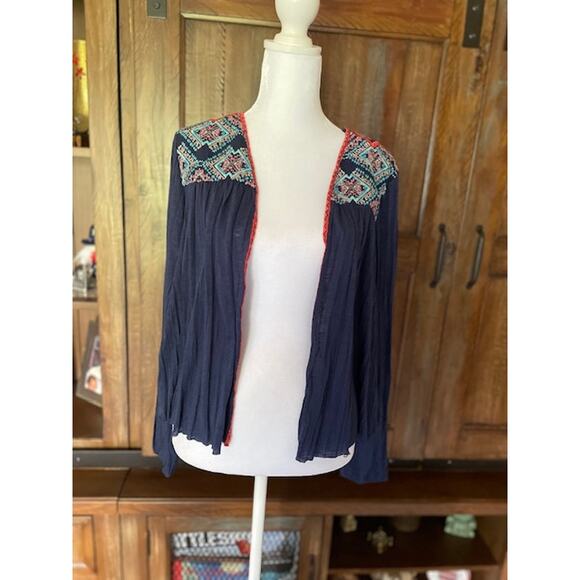 American Eagle Outfitters Size Large Open Cotton Cardigan w/ Western Embroidery - Picture 3 of 6